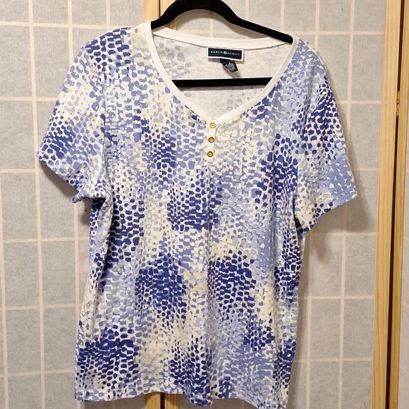 Karen Scott XL blue design Top - Picture 1 of 5